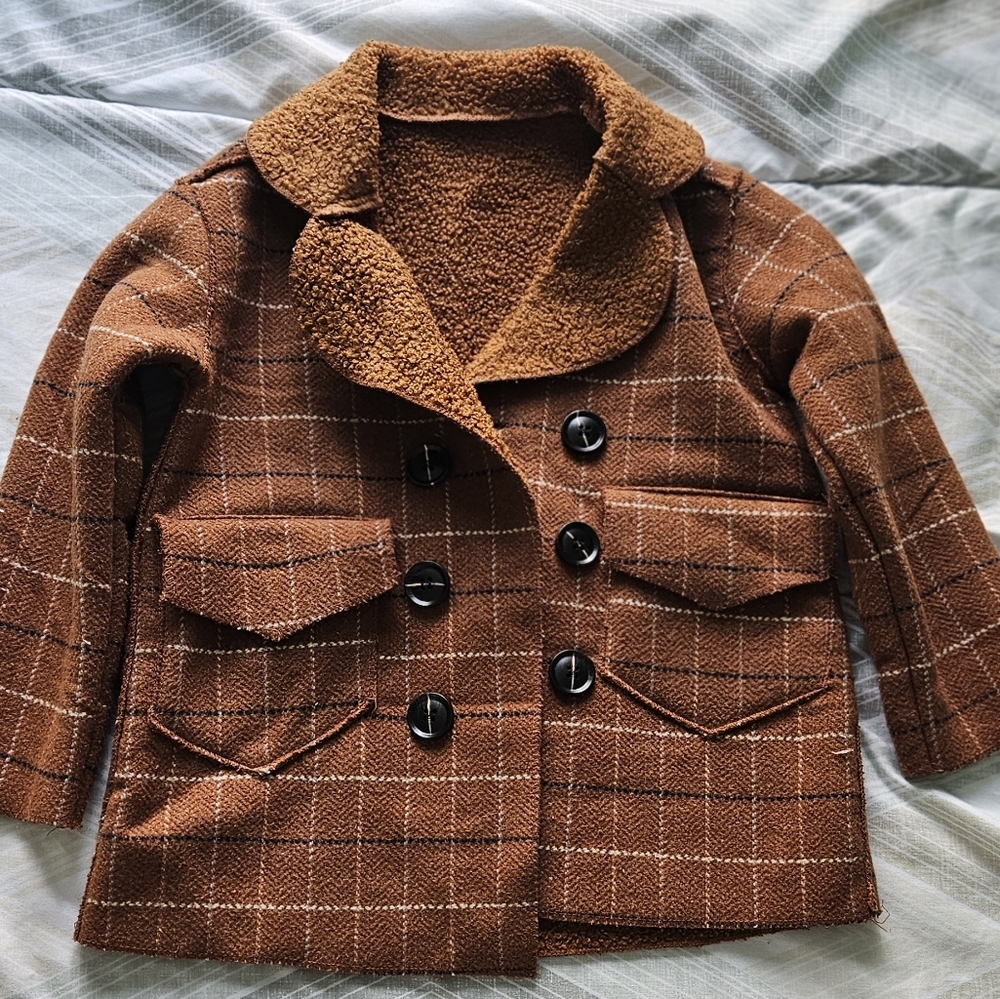 Boys double breast peacoat.